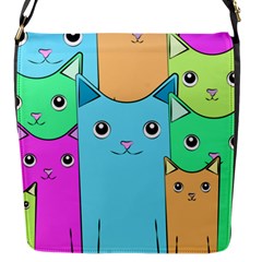 Cat Animals Cartoon Pattern Flap Closure Messenger Bag (s)