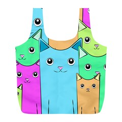 Cat Animals Cartoon Pattern Full Print Recycle Bag (l)