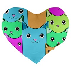 Cat Animals Cartoon Pattern Large 19  Premium Flano Heart Shape Cushions