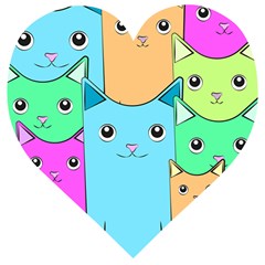 Cat Animals Cartoon Pattern Wooden Puzzle Heart