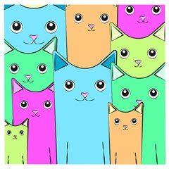 Cat Animals Cartoon Pattern Wooden Puzzle Square by Cendanart