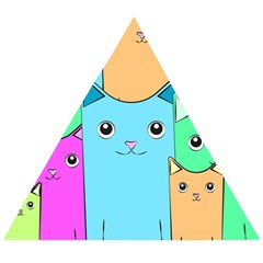 Cat Animals Cartoon Pattern Wooden Puzzle Triangle by Cendanart