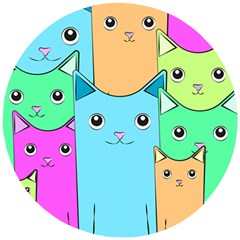 Cat Animals Cartoon Pattern Wooden Puzzle Round by Cendanart