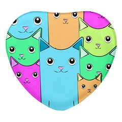 Cat Animals Cartoon Pattern Heart Glass Fridge Magnet (4 Pack)