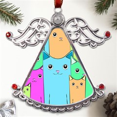 Cat Animals Cartoon Pattern Metal Angel With Crystal Ornament by Cendanart