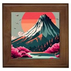 Mountain Landscape Sky Fuji Nature Framed Tile by Cendanart