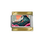 Mountain Landscape Sky Fuji Nature Gold Trim Italian Charm (9mm) Front