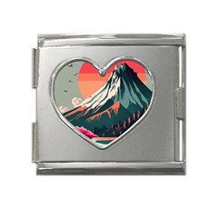 Mountain Landscape Sky Fuji Nature Mega Link Heart Italian Charm (18mm) by Cendanart