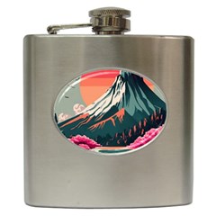 Mountain Landscape Sky Fuji Nature Hip Flask (6 Oz) by Cendanart