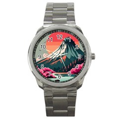 Mountain Landscape Sky Fuji Nature Sport Metal Watch