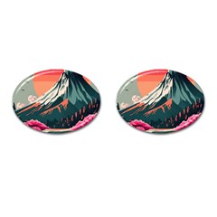 Mountain Landscape Sky Fuji Nature Cufflinks (oval) by Cendanart