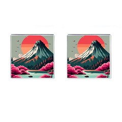 Mountain Landscape Sky Fuji Nature Cufflinks (square) by Cendanart