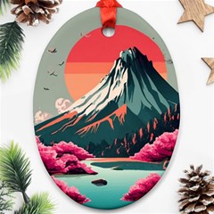 Mountain Landscape Sky Fuji Nature Oval Ornament (two Sides) by Cendanart