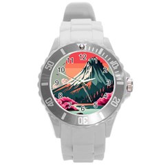 Mountain Landscape Sky Fuji Nature Round Plastic Sport Watch (l)