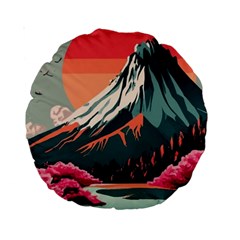 Mountain Landscape Sky Fuji Nature Standard 15  Premium Round Cushions by Cendanart