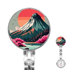 Mountain Landscape Sky Fuji Nature Stainless Steel Nurses Watch by Cendanart