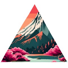 Mountain Landscape Sky Fuji Nature Wooden Puzzle Triangle by Cendanart