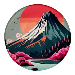 Mountain Landscape Sky Fuji Nature Round Glass Fridge Magnet (4 Pack) by Cendanart