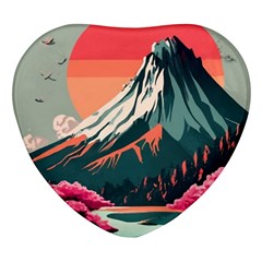 Mountain Landscape Sky Fuji Nature Heart Glass Fridge Magnet (4 Pack) by Cendanart