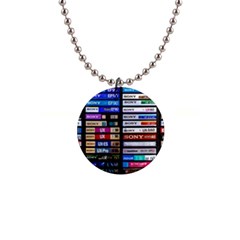 Vintage Cassette Music Old Record Retro Tape 1  Button Necklace by Cendanart