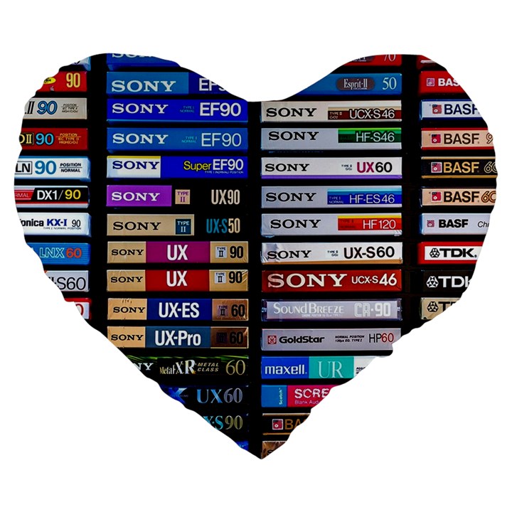 Vintage Cassette Music Old Record Retro Tape Large 19  Premium Heart Shape Cushions