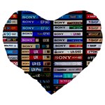 Vintage Cassette Music Old Record Retro Tape Large 19  Premium Heart Shape Cushions Back