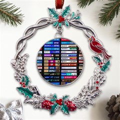 Vintage Cassette Music Old Record Retro Tape Metal X mas Wreath Holly Leaf Ornament by Cendanart