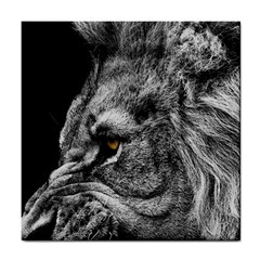 Angry Male Lion Roar Wild Animal Tile Coaster by Cendanart