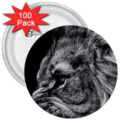 Angry Male Lion Roar Wild Animal 3  Buttons (100 Pack)  by Cendanart