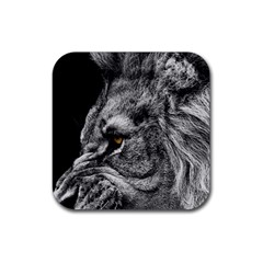 Angry Male Lion Roar Wild Animal Rubber Coaster (square) by Cendanart