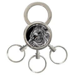 Angry Male Lion Roar Wild Animal 3-ring Key Chain by Cendanart