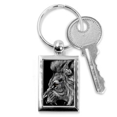 Angry Male Lion Roar Wild Animal Key Chain (rectangle) by Cendanart