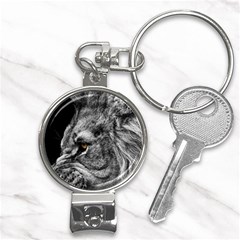 Angry Male Lion Roar Wild Animal Nail Clippers Key Chain by Cendanart