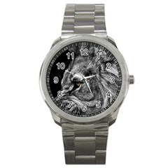 Angry Male Lion Roar Wild Animal Sport Metal Watch by Cendanart