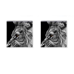 Angry Male Lion Roar Wild Animal Cufflinks (square) by Cendanart