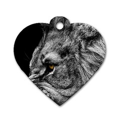 Angry Male Lion Roar Wild Animal Dog Tag Heart (one Side) by Cendanart