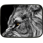 Angry Male Lion Roar Wild Animal Two Sides Fleece Blanket (Mini) 35 x27  Blanket Back