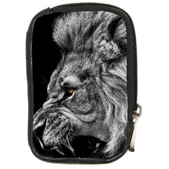 Angry Male Lion Roar Wild Animal Compact Camera Leather Case by Cendanart