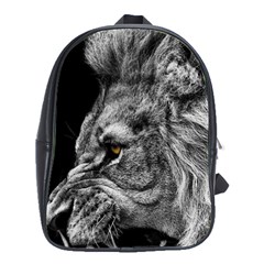 Angry Male Lion Roar Wild Animal School Bag (large) by Cendanart