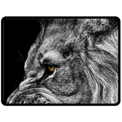 Angry Male Lion Roar Wild Animal Two Sides Fleece Blanket (large) by Cendanart