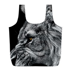 Angry Male Lion Roar Wild Animal Full Print Recycle Bag (l)