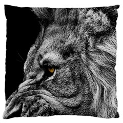 Angry Male Lion Roar Wild Animal Standard Premium Plush Fleece Cushion Case (one Side) by Cendanart