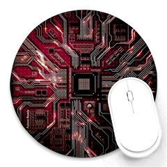 Chip Retro Technology Round Mousepad by Cendanart