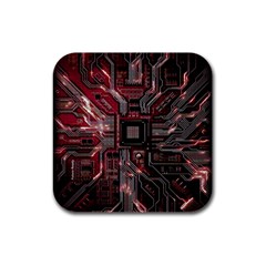 Chip Retro Technology Rubber Square Coaster (4 Pack) by Cendanart