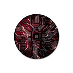 Chip Retro Technology Rubber Coaster (round) by Cendanart