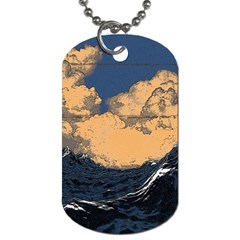 Wave Aesthetic Ocean Retro Sea Vintage Dog Tag (one Side) by Cendanart