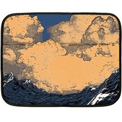 Wave Aesthetic Ocean Retro Sea Vintage Fleece Blanket (mini) by Cendanart