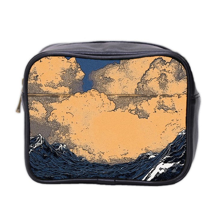 Wave Aesthetic Ocean Retro Sea Vintage Mini Toiletries Bag (Two Sides)