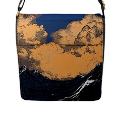 Wave Aesthetic Ocean Retro Sea Vintage Flap Closure Messenger Bag (l) by Cendanart