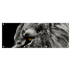 Angry Male Lion Roar Wild Animal Banner And Sign 8  X 3  by Cendanart